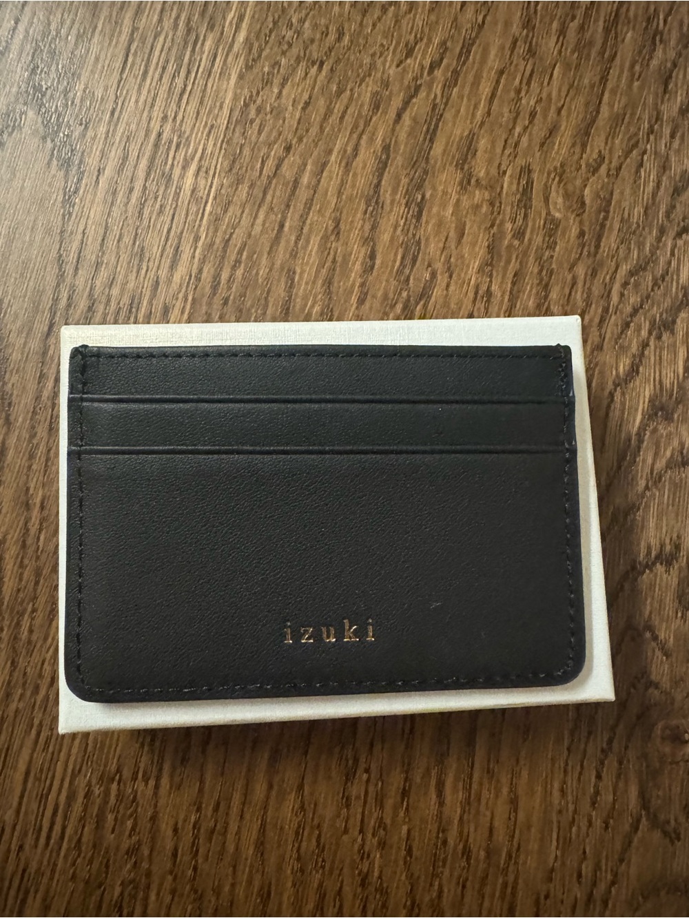 Izuki Black Leather Card Holder New